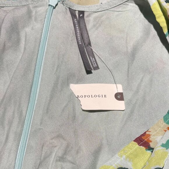 Anthropologie Short Sleeve V-Neck Slip Midi Dress Size XS Floral Green - Picture 7 of 8